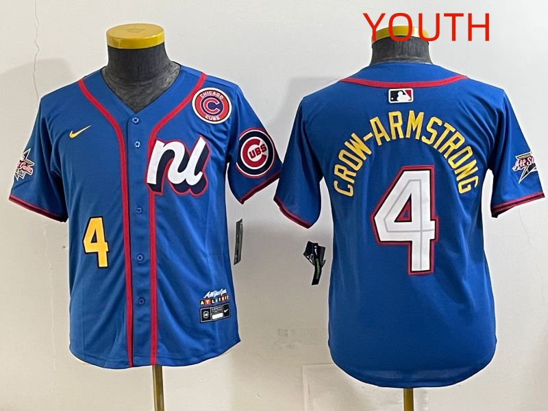 Youth 2025 Chicago Cubs 4 Crow-Armstrong Blue All star Nike MLB Jersey style 2